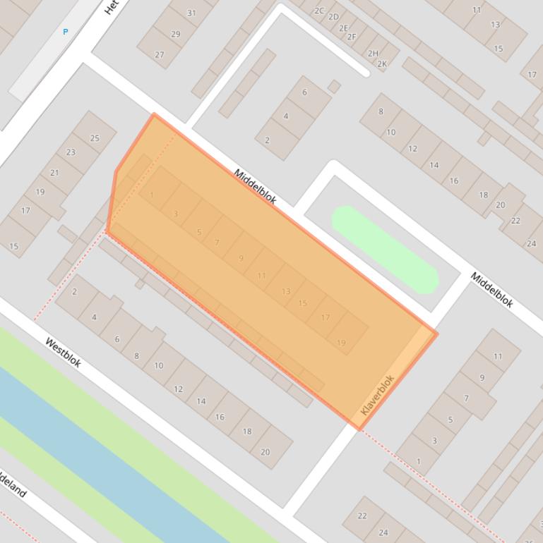 Kaart van postcodegebied 2291XE.