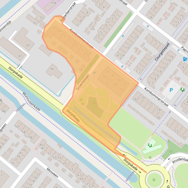 Kaart van postcodegebied 2292AB.