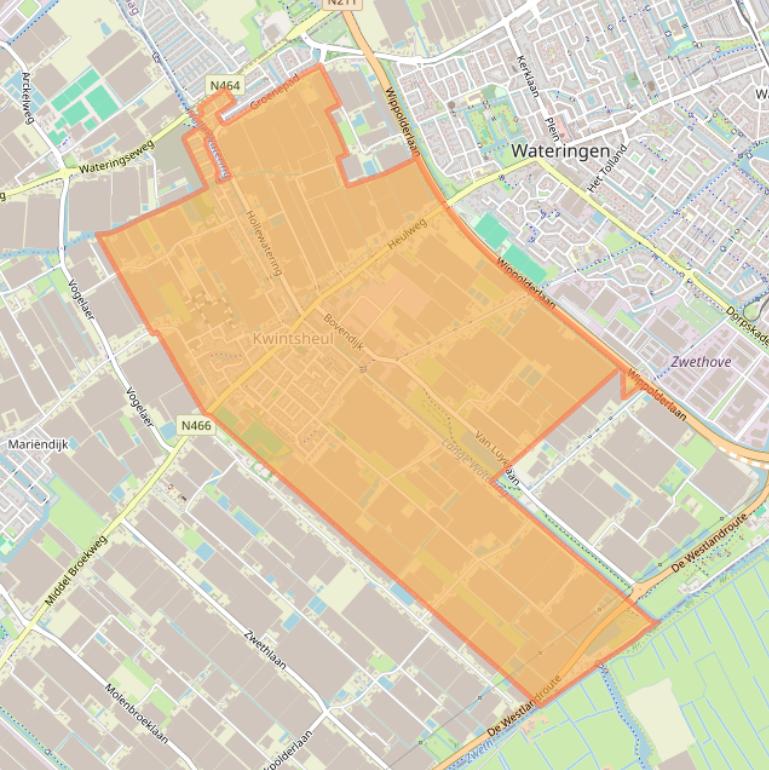 Kaart van postcodegebied 2295.