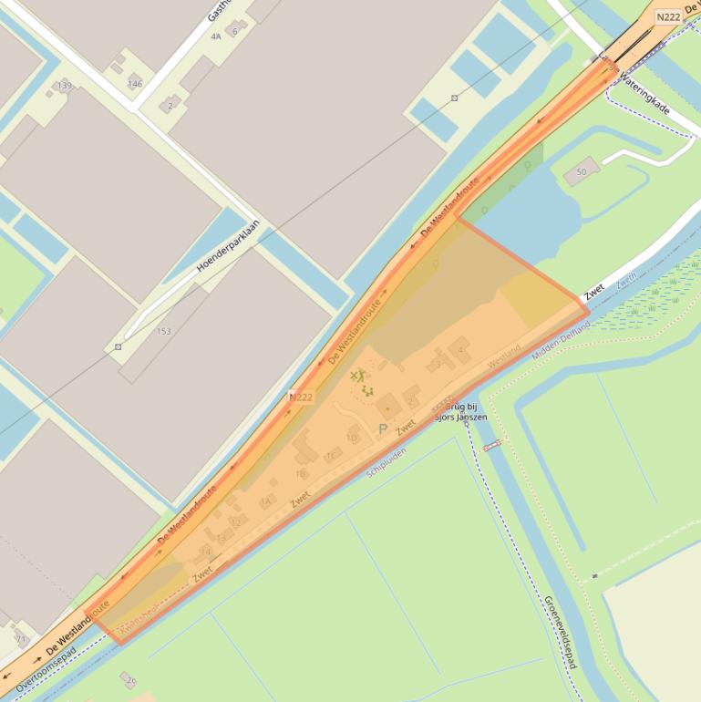 Kaart van postcodegebied 2295KZ.