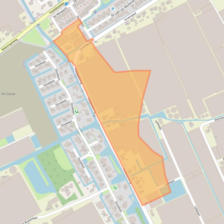 Kaart van postcodegebied 2295LW.