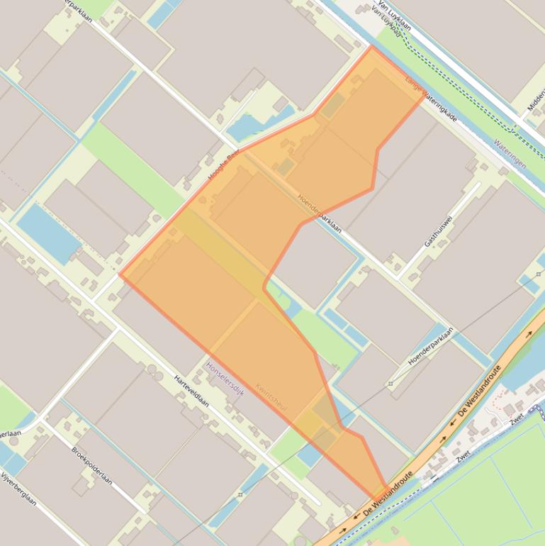 Kaart van postcodegebied 2295MX.