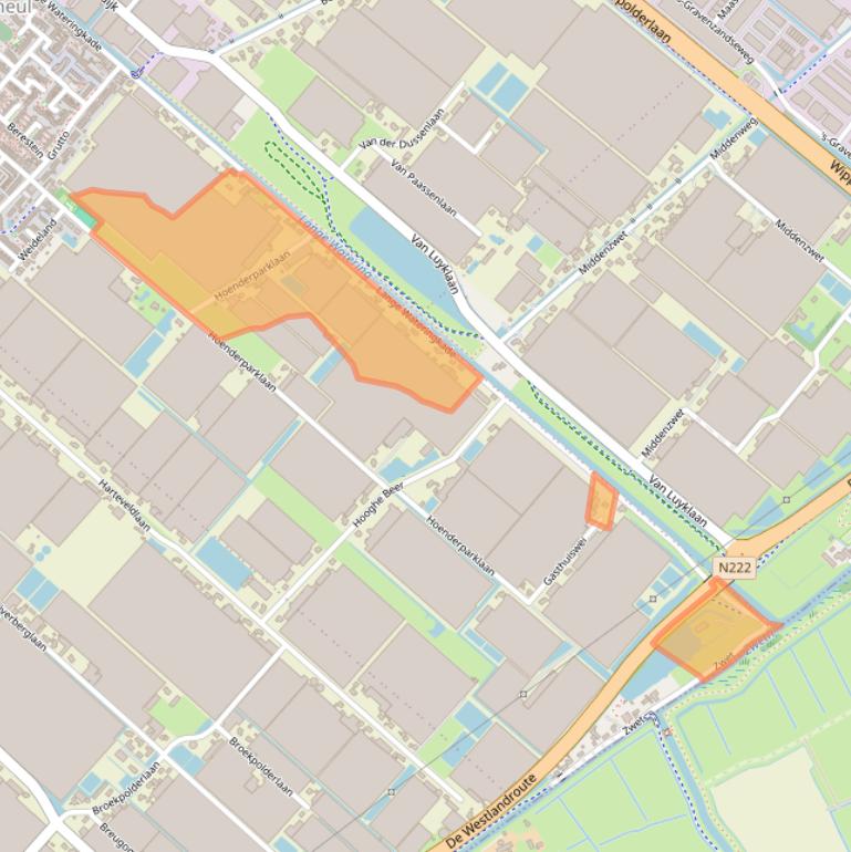 Kaart van postcodegebied 2295RP.