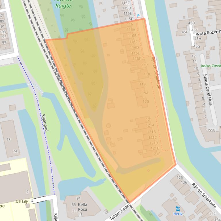 Kaart van postcodegebied 2311AT.