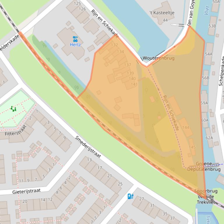 Kaart van postcodegebied 2311AW.