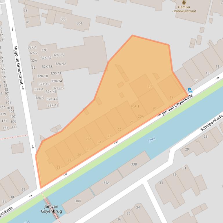 Kaart van postcodegebied 2311BA.