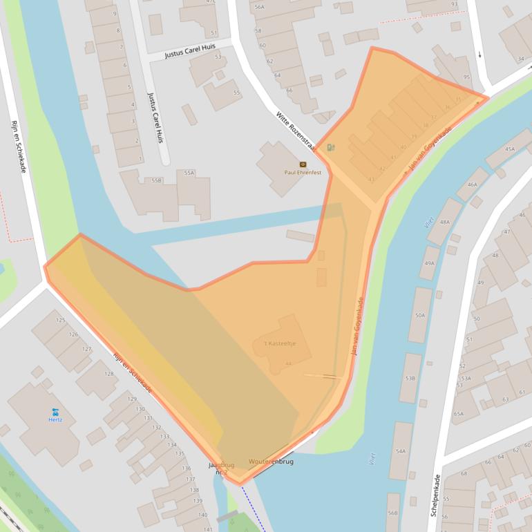 Kaart van postcodegebied 2311BC.