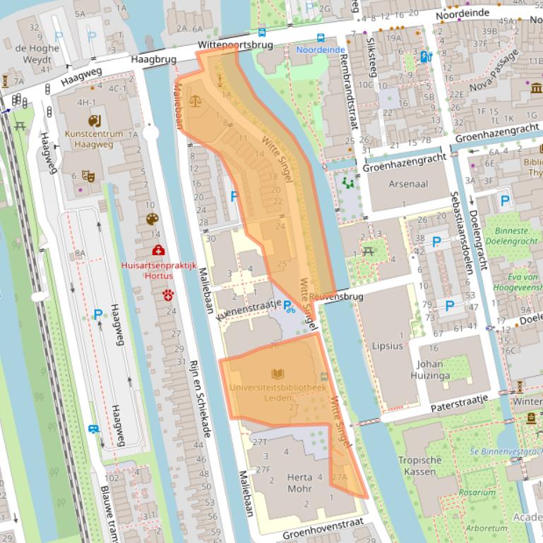 Kaart van postcodegebied 2311BG.