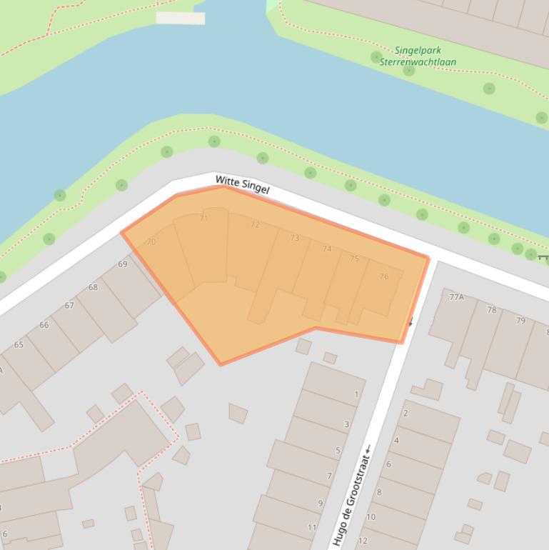 Kaart van postcodegebied 2311BN.