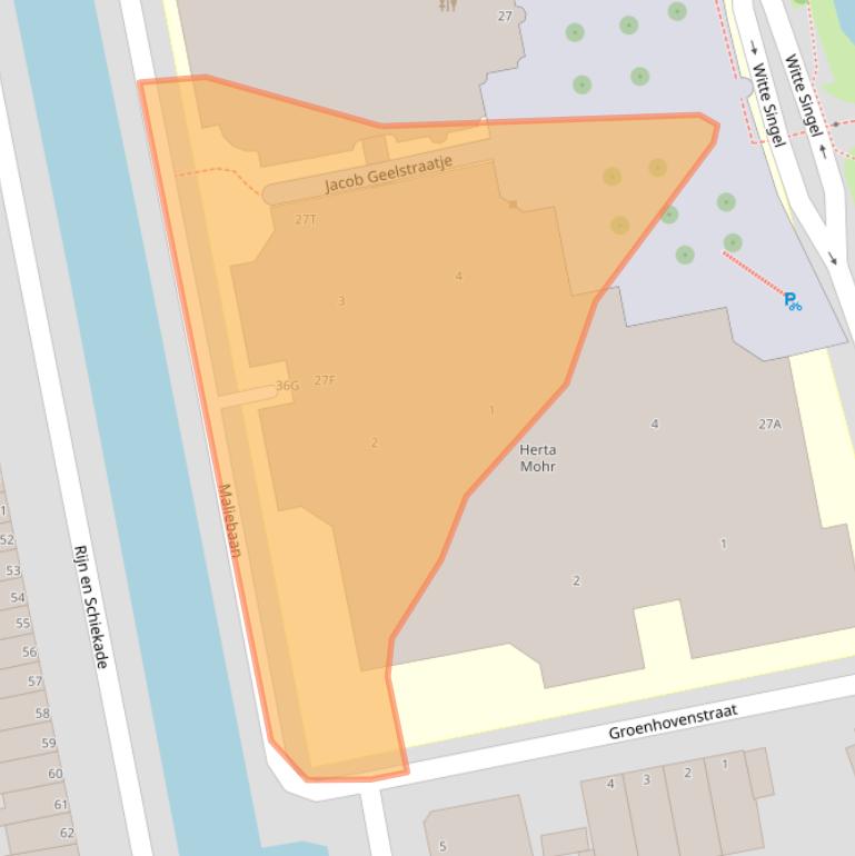 Kaart van postcodegebied 2311BX.