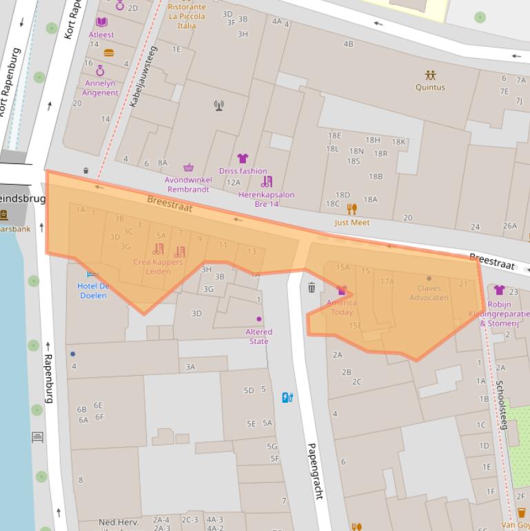 Kaart van postcodegebied 2311CG.