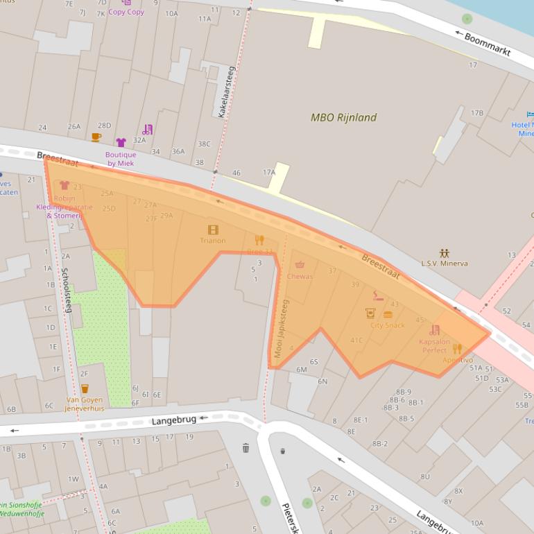 Kaart van postcodegebied 2311CH.