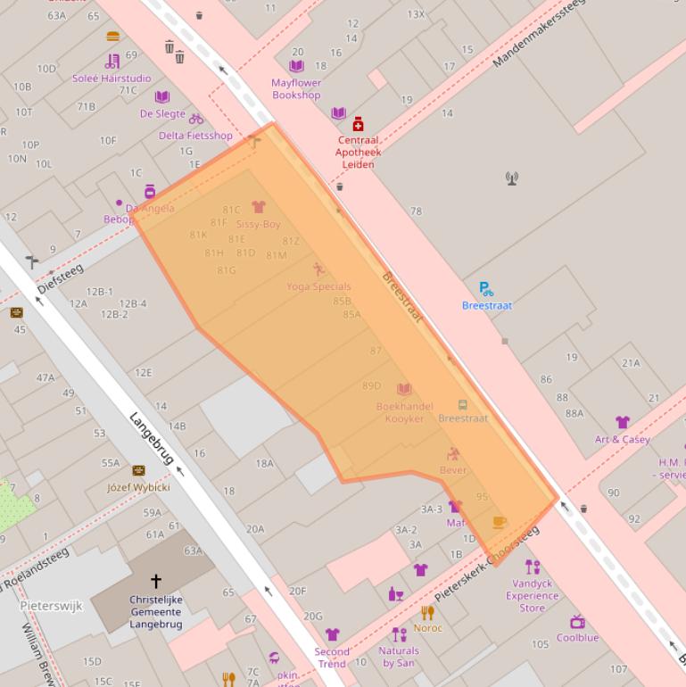 Kaart van postcodegebied 2311CK.