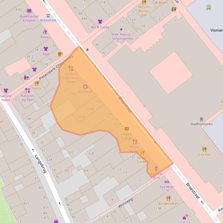 Kaart van postcodegebied 2311CL.