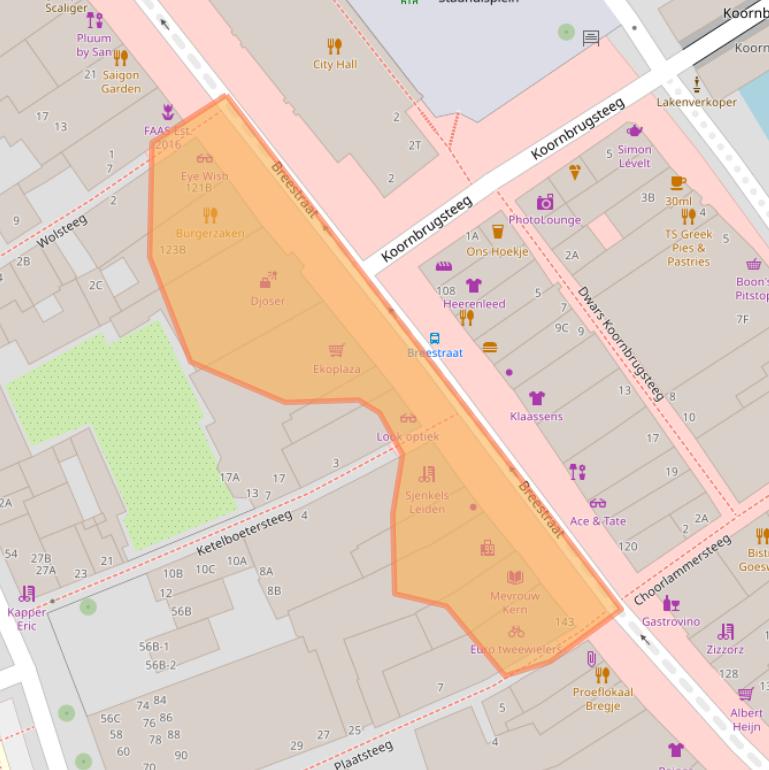 Kaart van postcodegebied 2311CM.