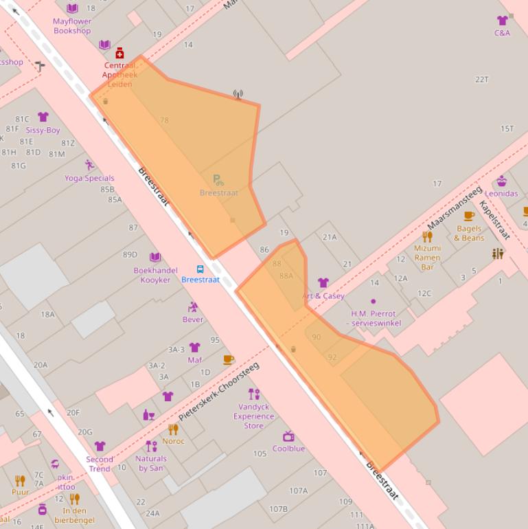 Kaart van postcodegebied 2311CV.