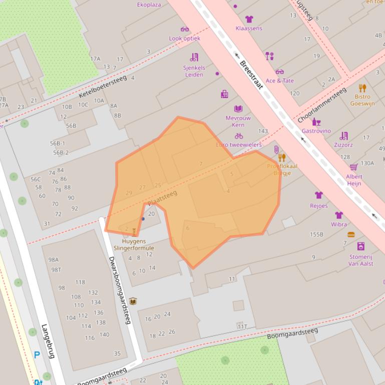 Kaart van postcodegebied 2311DB.