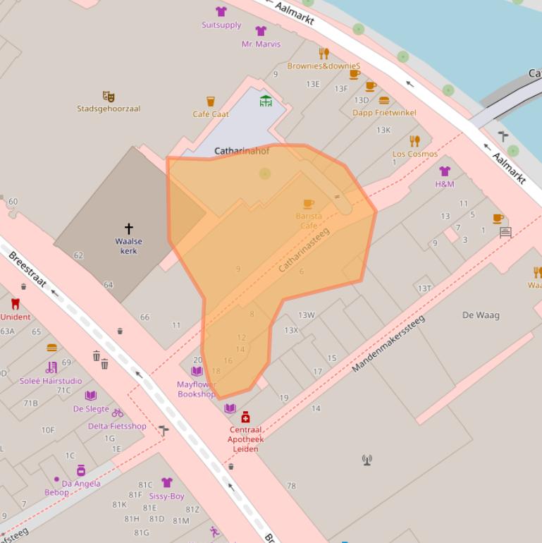 Kaart van postcodegebied 2311DE.