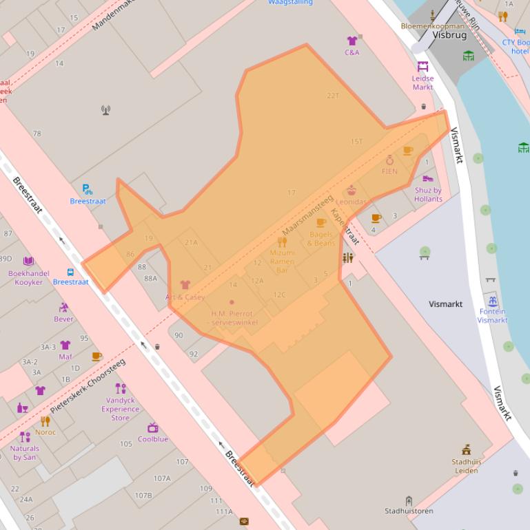 Kaart van postcodegebied 2311EE.