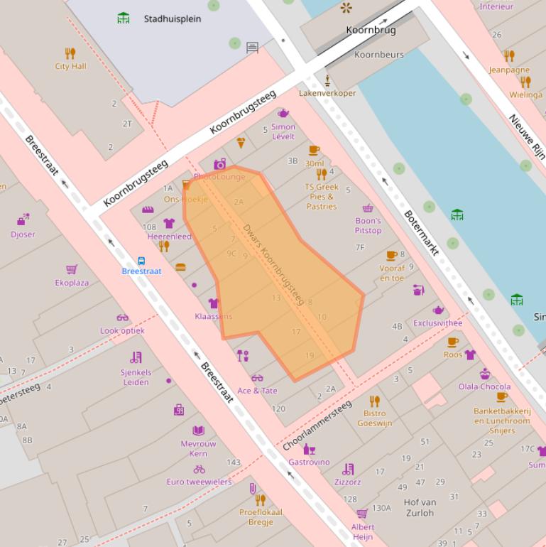 Kaart van postcodegebied 2311EL.