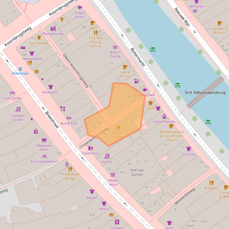 Kaart van postcodegebied 2311EP.