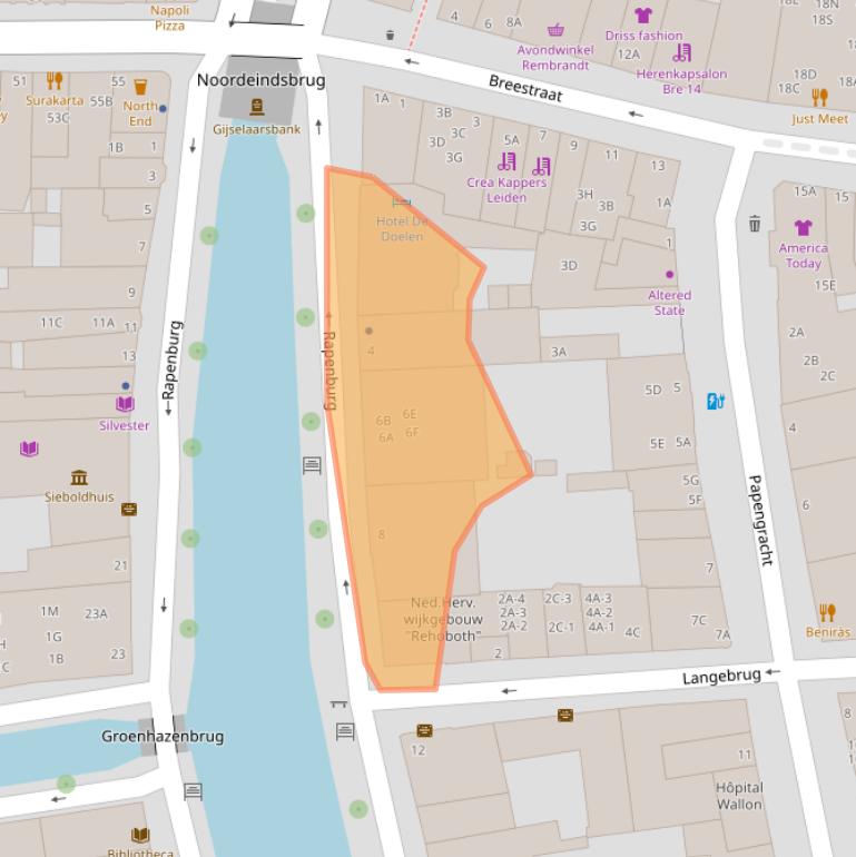 Kaart van postcodegebied 2311EV.