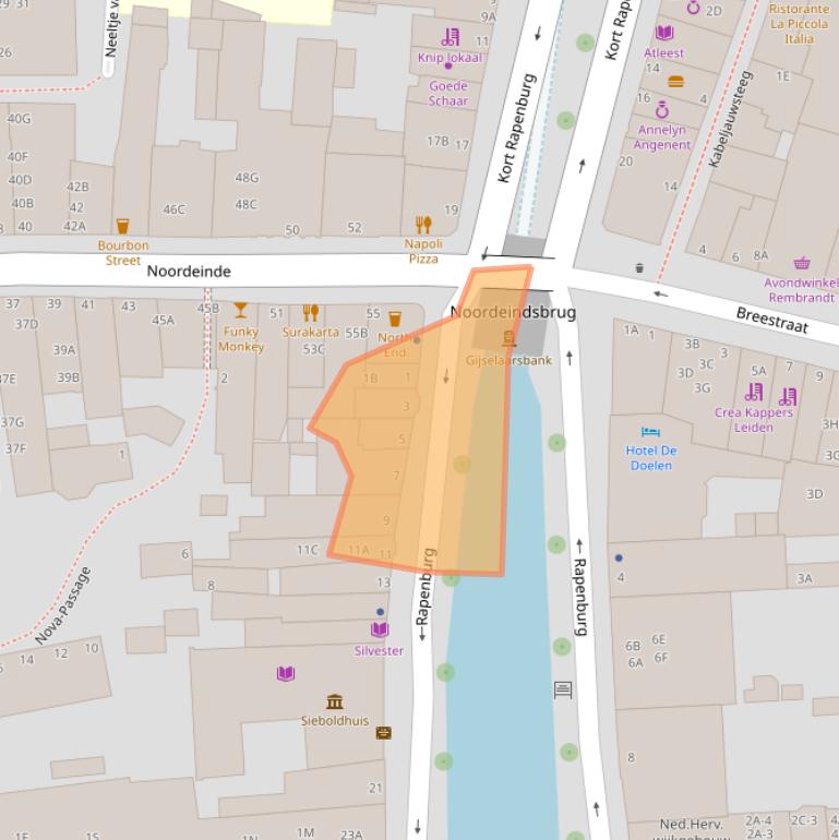 Kaart van postcodegebied 2311GD.