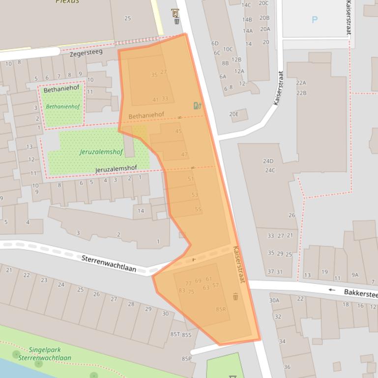 Kaart van postcodegebied 2311GP.