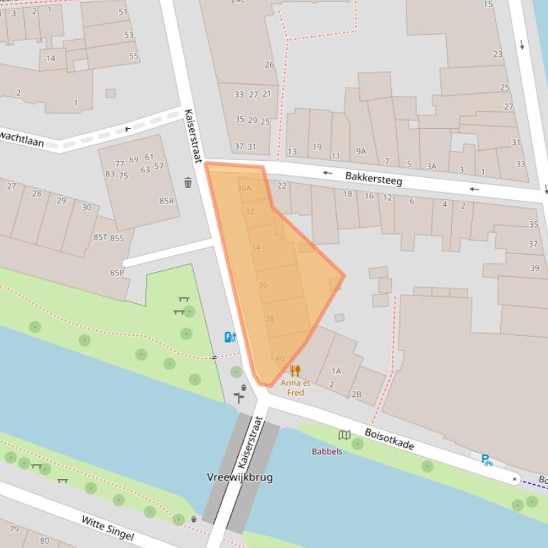 Kaart van postcodegebied 2311GS.