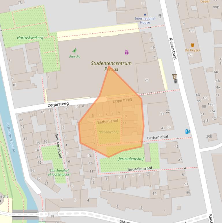 Kaart van postcodegebied 2311GT.