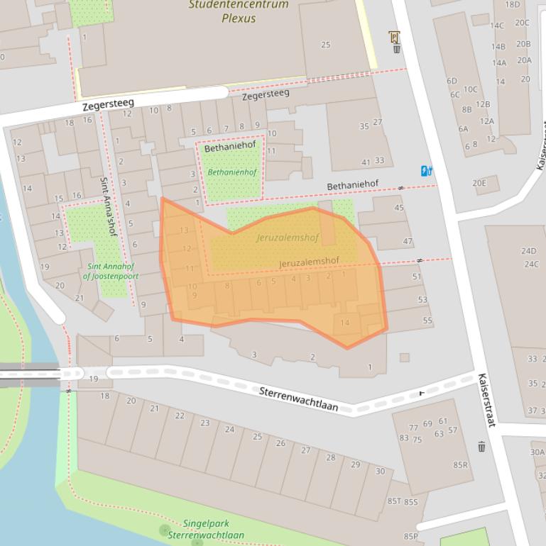 Kaart van postcodegebied 2311GV.