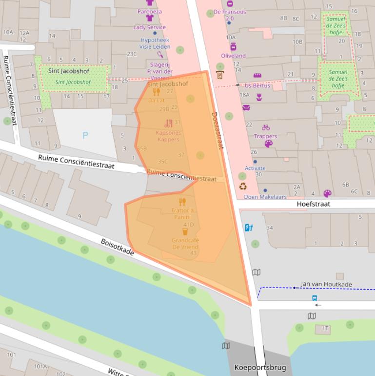 Kaart van postcodegebied 2311HA.