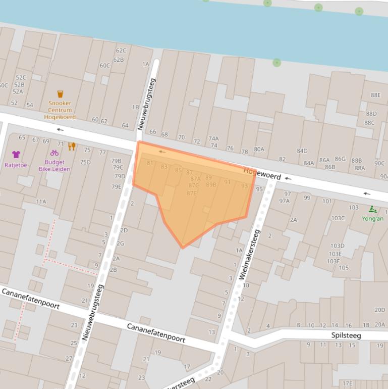 Kaart van postcodegebied 2311HH.