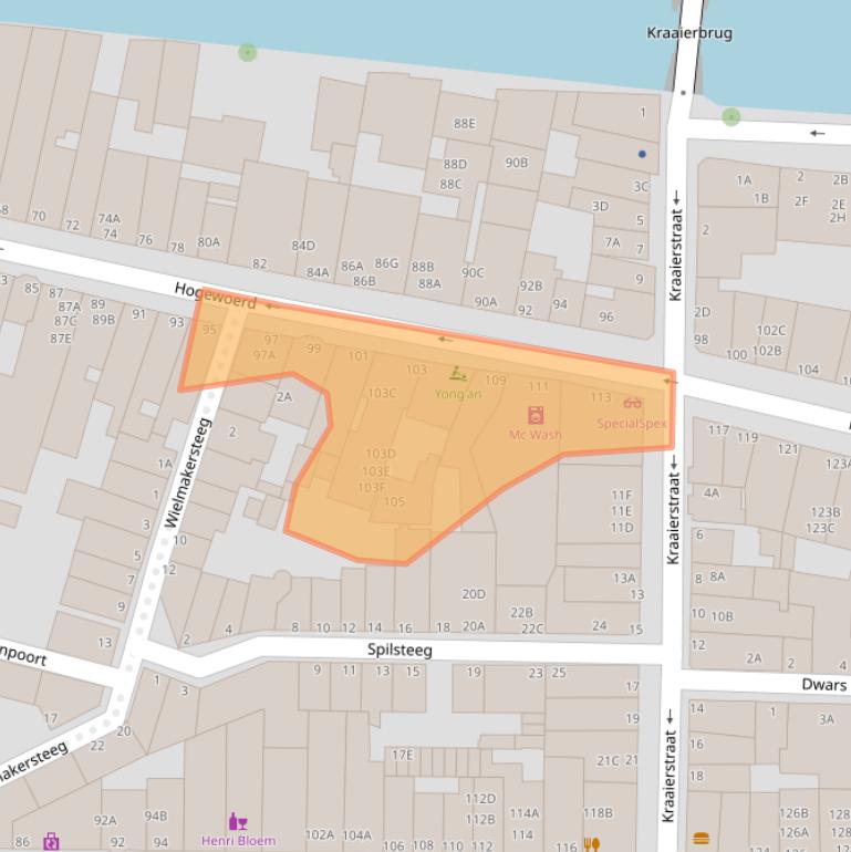 Kaart van postcodegebied 2311HJ.