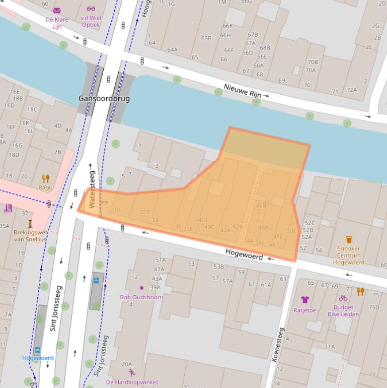 Kaart van postcodegebied 2311HN.