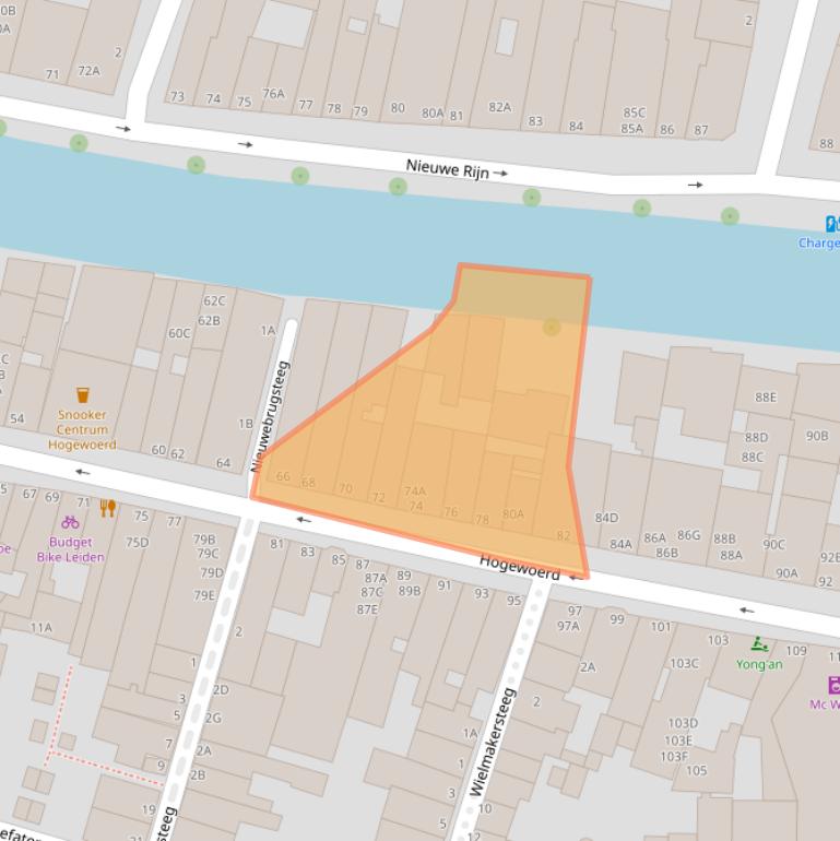 Kaart van postcodegebied 2311HR.