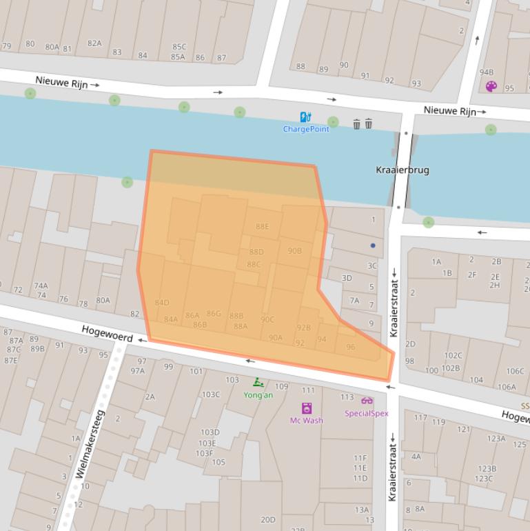 Kaart van postcodegebied 2311HS.