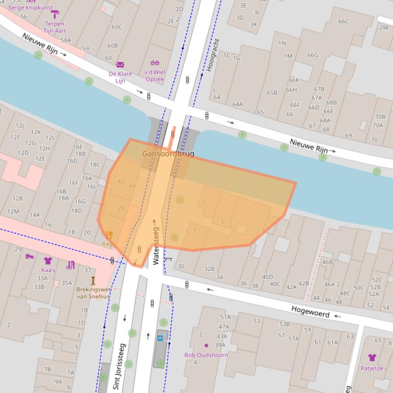 Kaart van postcodegebied 2311HZ.