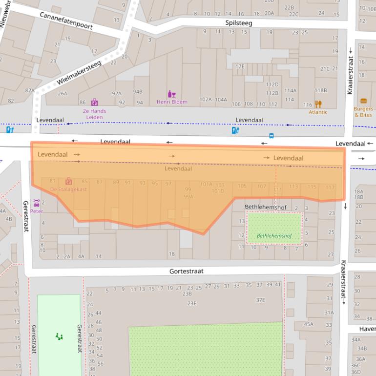 Kaart van postcodegebied 2311JG.