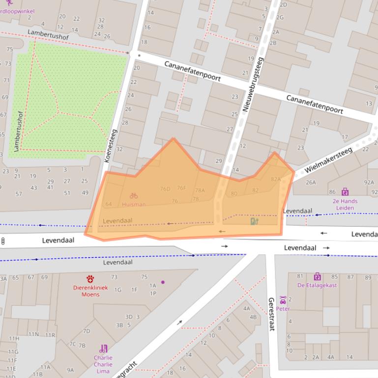 Kaart van postcodegebied 2311JM.