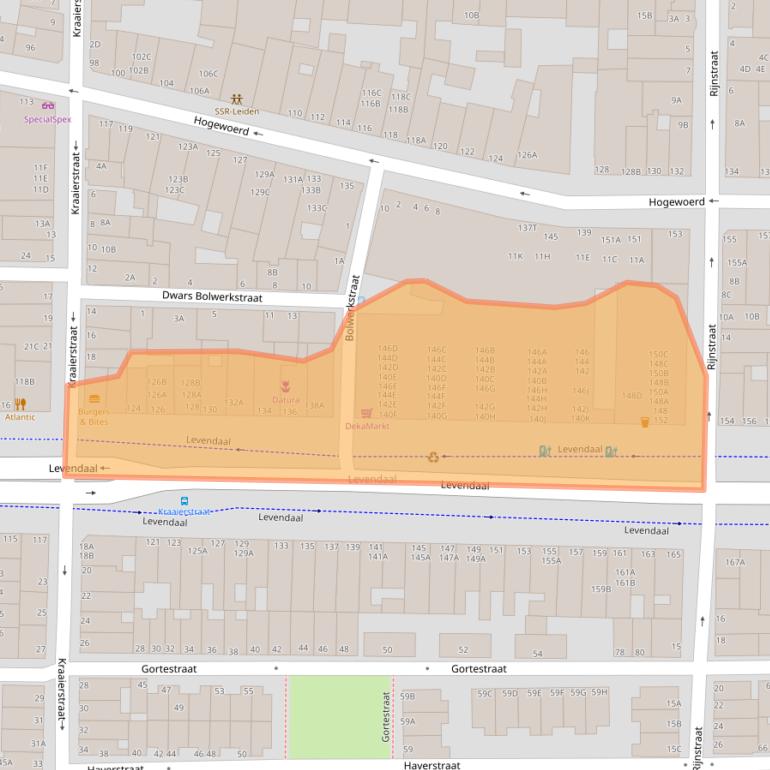 Kaart van postcodegebied 2311JP.