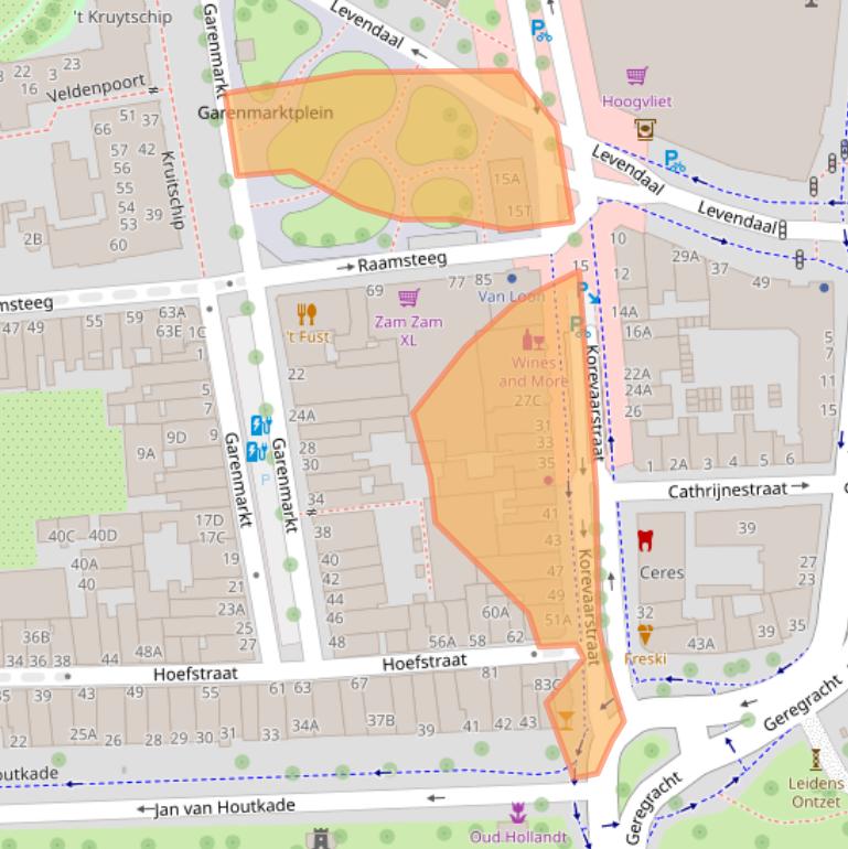 Kaart van postcodegebied 2311JT.