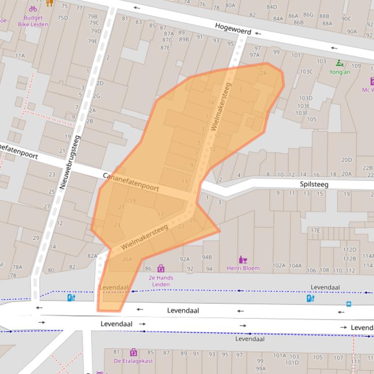 Kaart van postcodegebied 2311JZ.