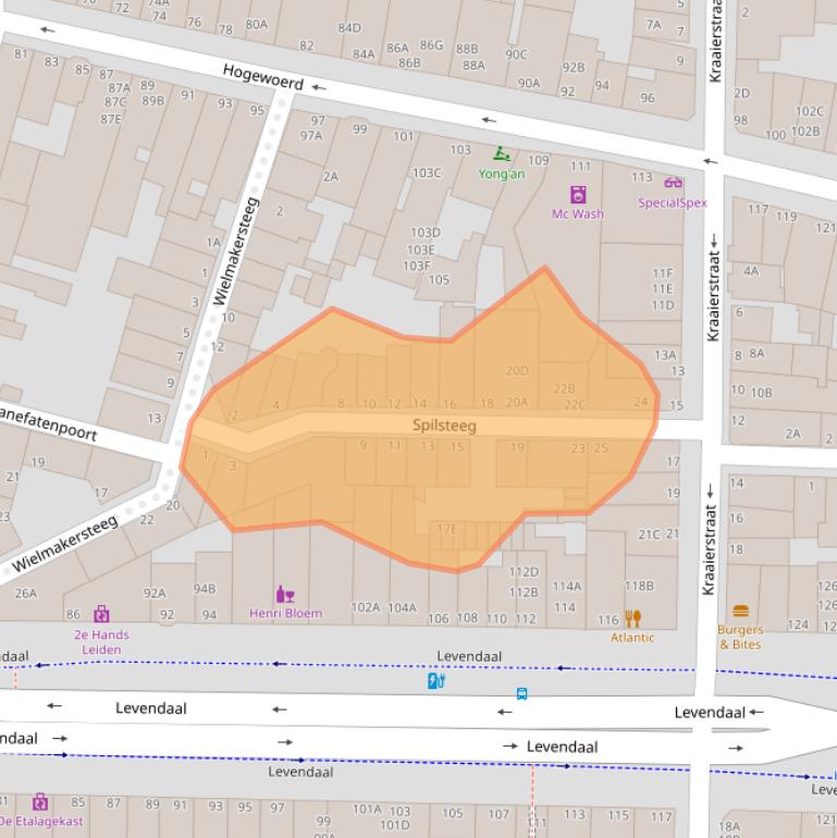 Kaart van postcodegebied 2311KA.
