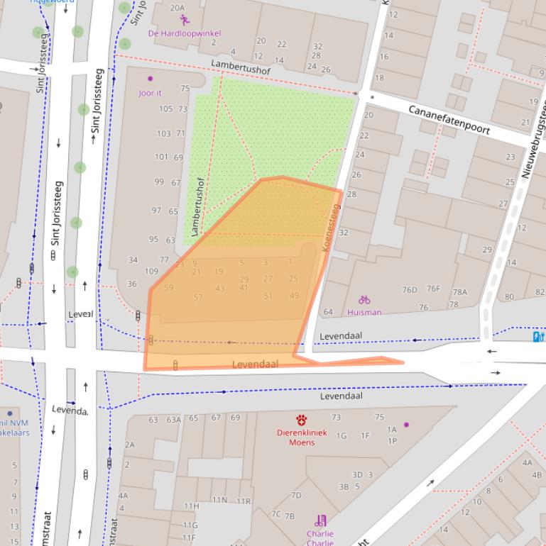 Kaart van postcodegebied 2311KR.