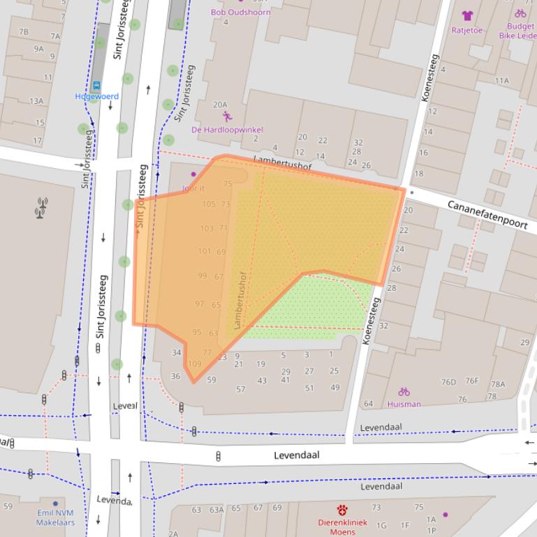 Kaart van postcodegebied 2311KS.