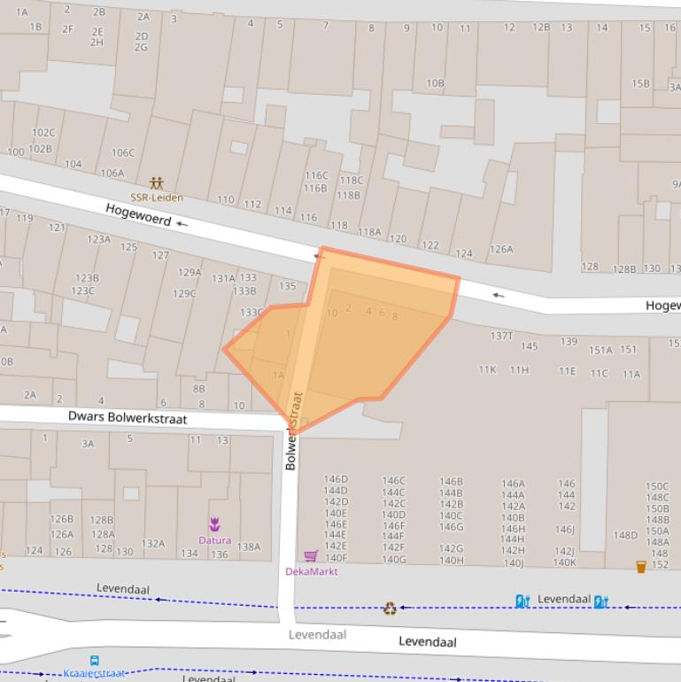 Kaart van postcodegebied 2311LZ.