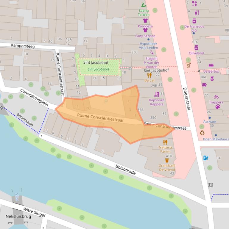 Kaart van postcodegebied 2311MZ.