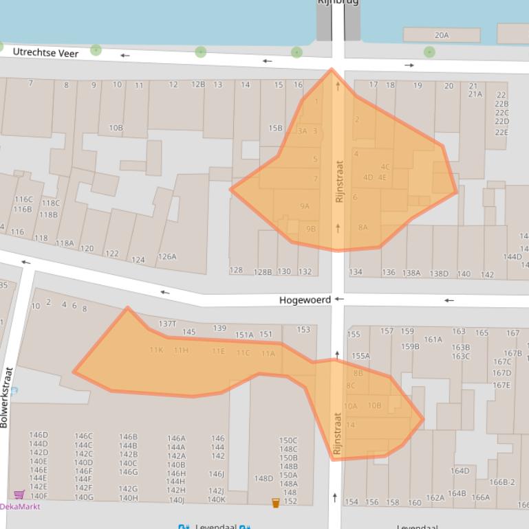 Kaart van postcodegebied 2311NJ.