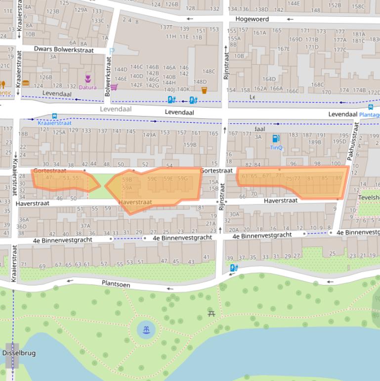 Kaart van postcodegebied 2311NL.